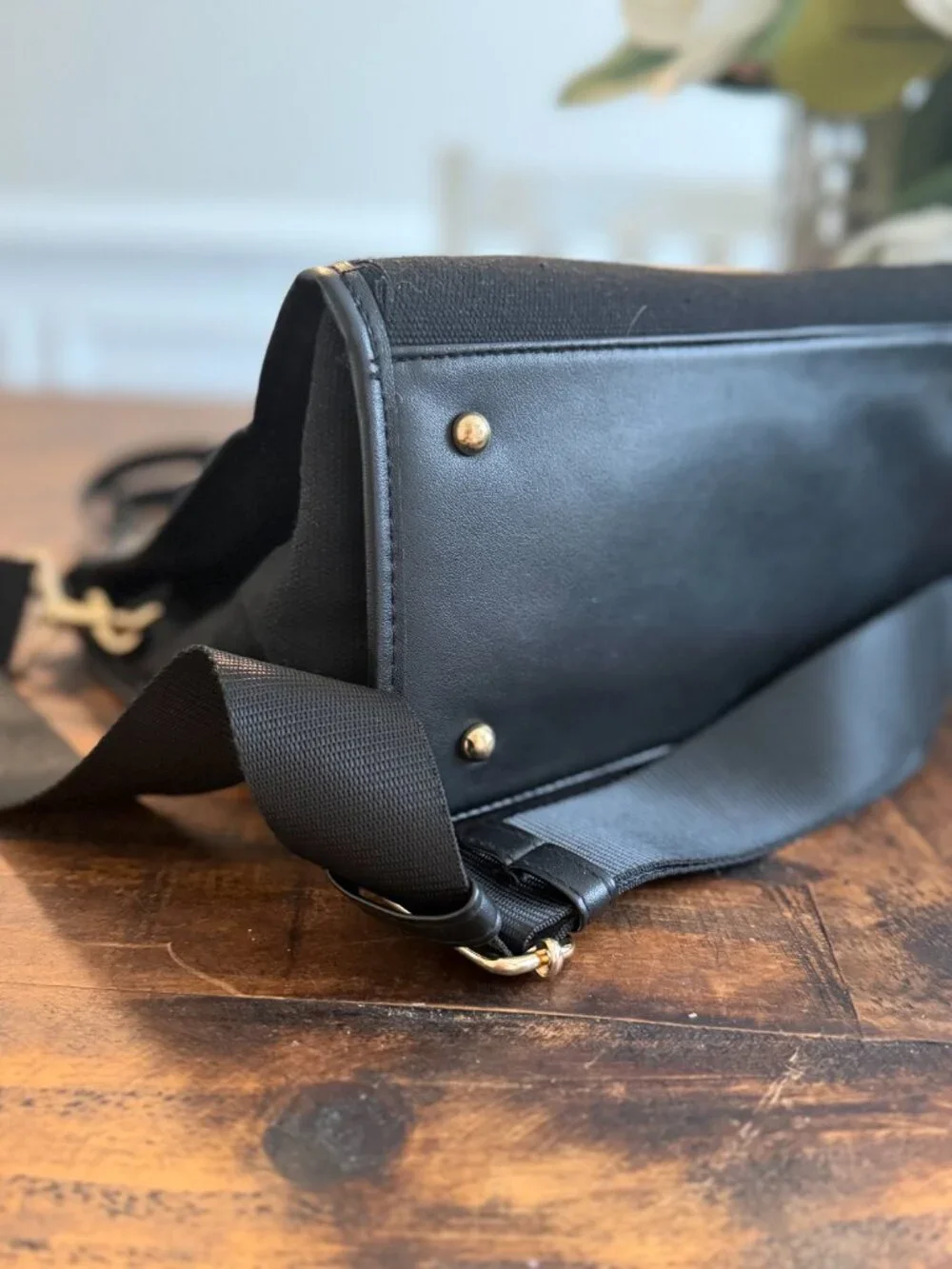 Black Versace Greek Key Hole bag